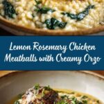Baked Lemon Rosemary Chicken Meatballs with Creamy Orzo Recipe