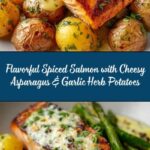 Spiced Salmon with Cheesy Asparagus & Garlic Herb Potatoes Recipe