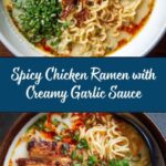 Fiery Chicken Ramen with Creamy Garlic Sauce Recipe