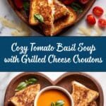 Tomato Basil Soup with Grilled Cheese Croutons Recipe