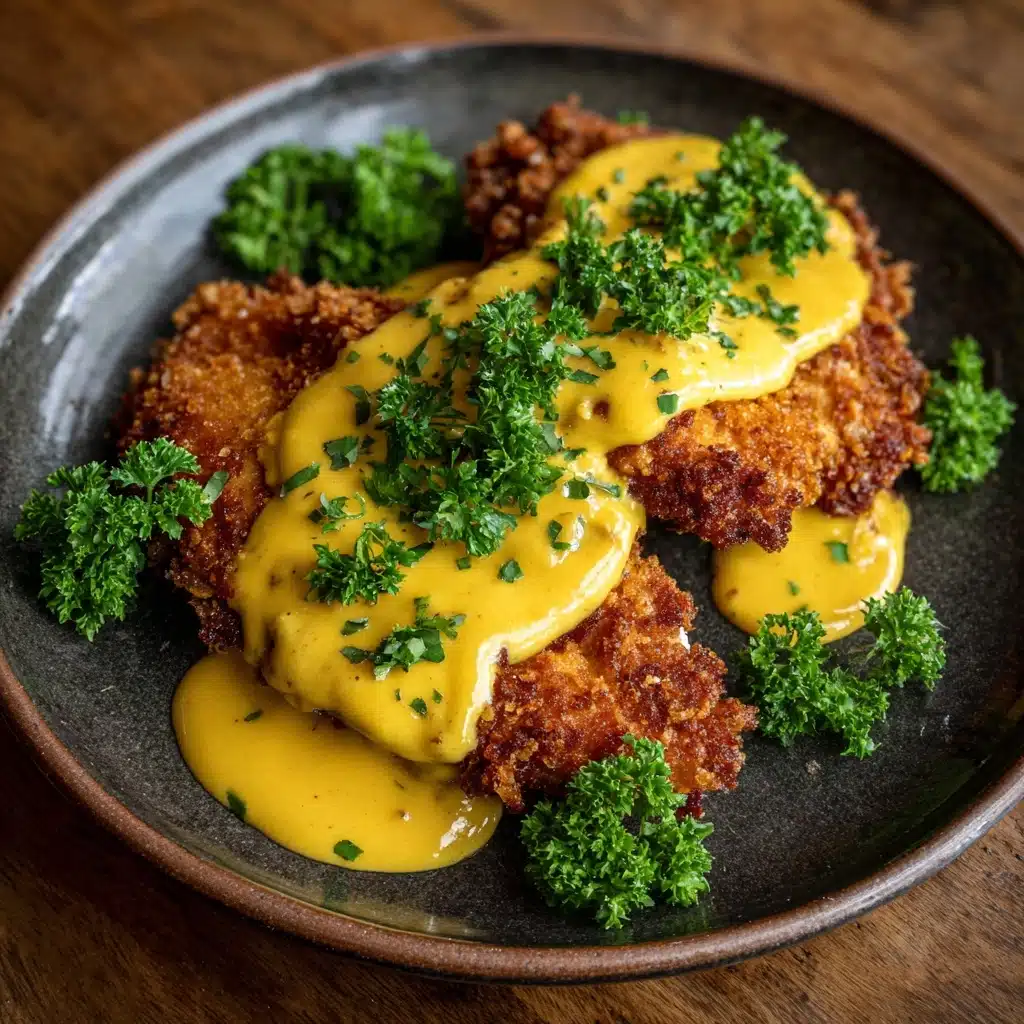 Pretzel Chicken with Mustard Cheddar Sauce Recipe - Recipe Image