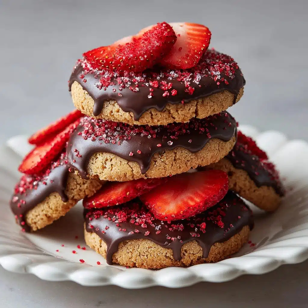 Chocolate Dipped Strawberry Cookies Recipe - Recipe Image