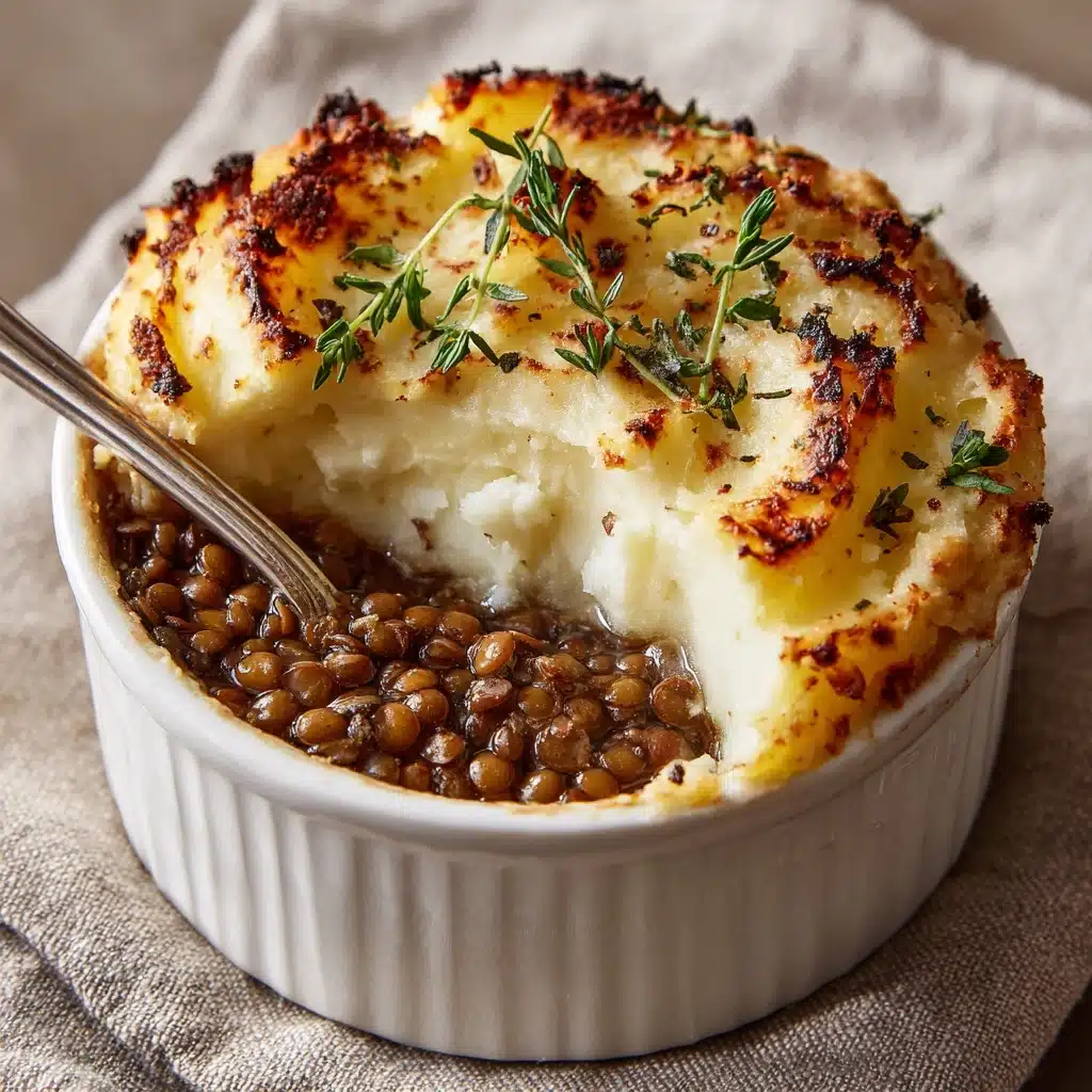 Vegan French Onion Shepherd's Pie with Lentils & Cauliflower Potato Mash Recipe - Recipe Image
