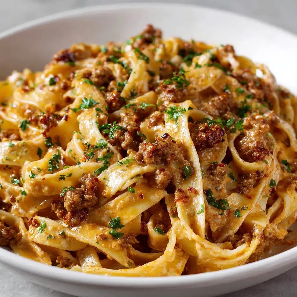 One-Pot Creamy Beef & Garlic Butter Pasta Recipe - Recipe Image