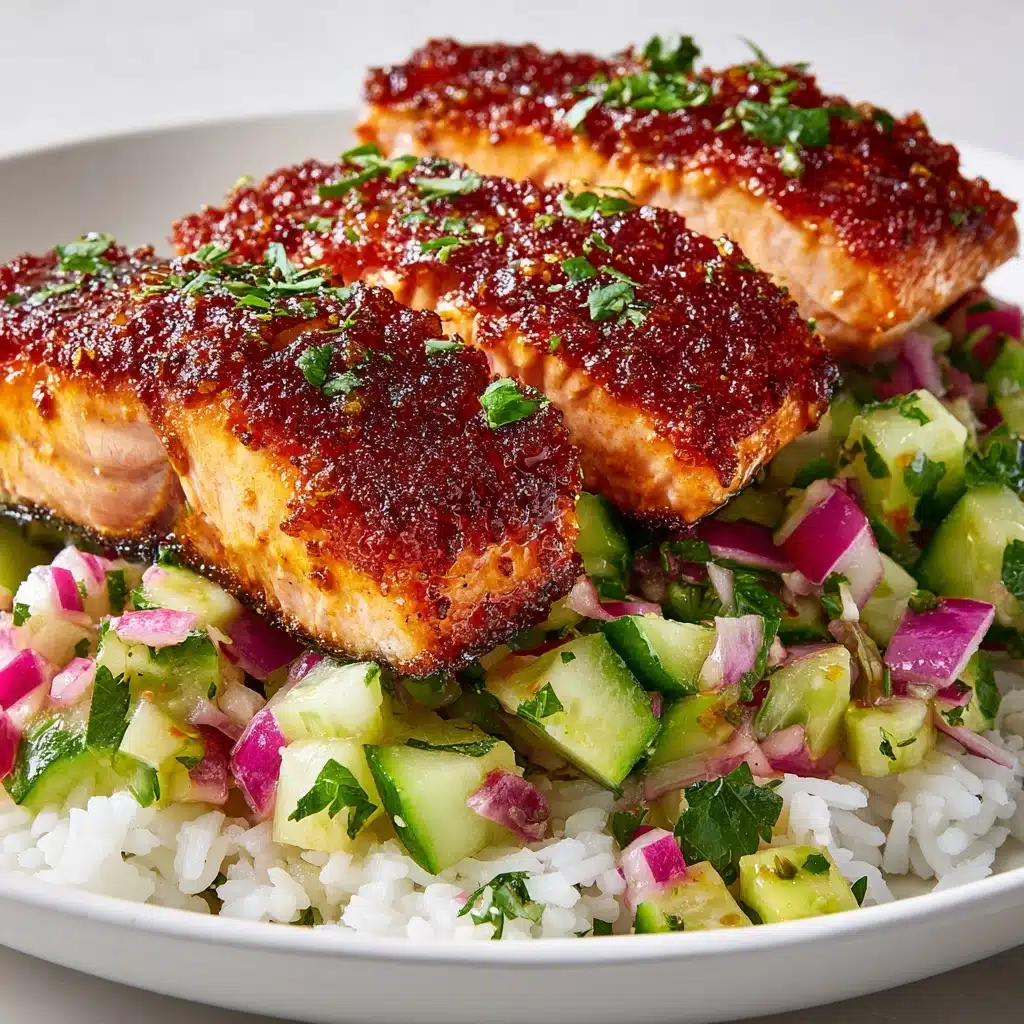 Bang Bang Salmon with Avocado Cucumber Salsa Recipe - Recipe Image