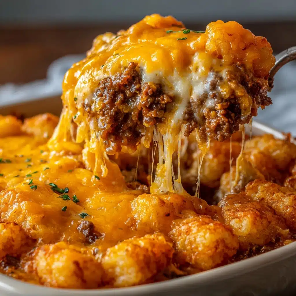 Cheesy Ground Beef Tater Tot Casserole Recipe - Recipe Image