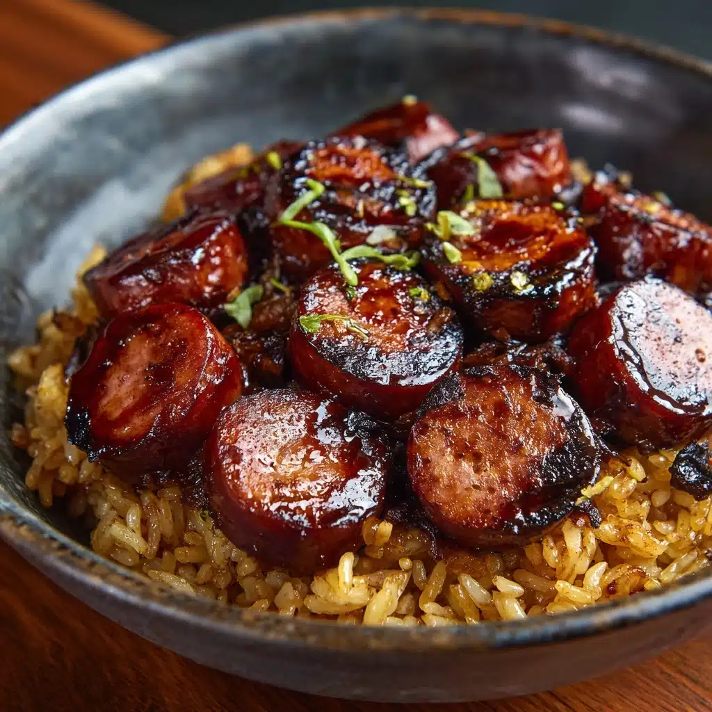 One-Pan Sweet & Tangy BBQ Sausage Rice Recipe - Recipe Image