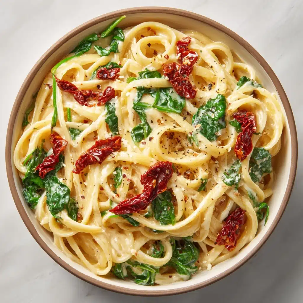 Linguine with Spinach and Sun-Dried Tomato Cream Sauce Recipe - Recipe Image