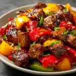 Air Fryer Honey Garlic Steak Sweet Pepper Bites Recipe