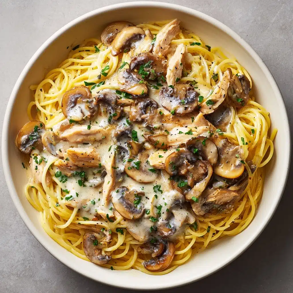 Creamy Chicken & Mushroom Dream Spaghetti Recipe - Recipe Image