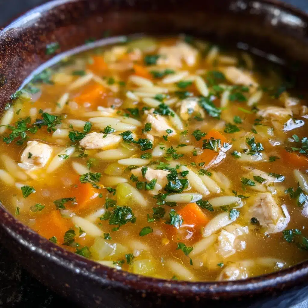 One Pot Lemon Chicken Orzo Soup Recipe - Recipe Image