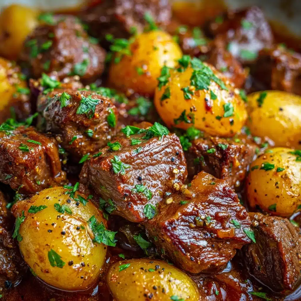 Slow Cooker Garlic Butter Beef Bites & Potatoes Recipe - Recipe Image