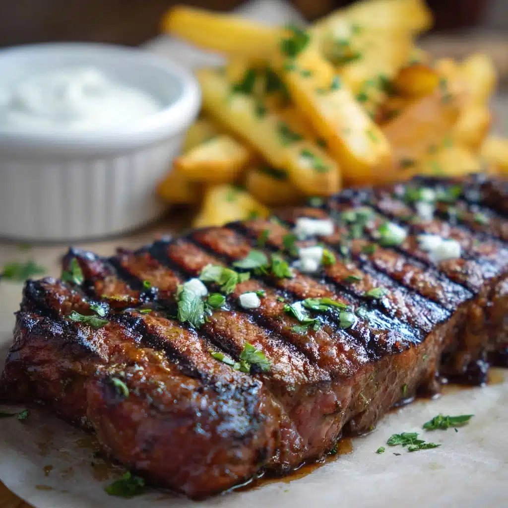 Tremendous Ribeye Steak with French Onions and French Fries Feast Recipe - Recipe Image