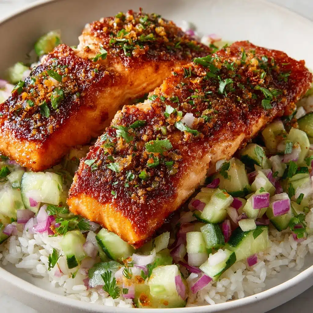 Bang Bang Salmon with Avocado Cucumber Salsa Recipe
