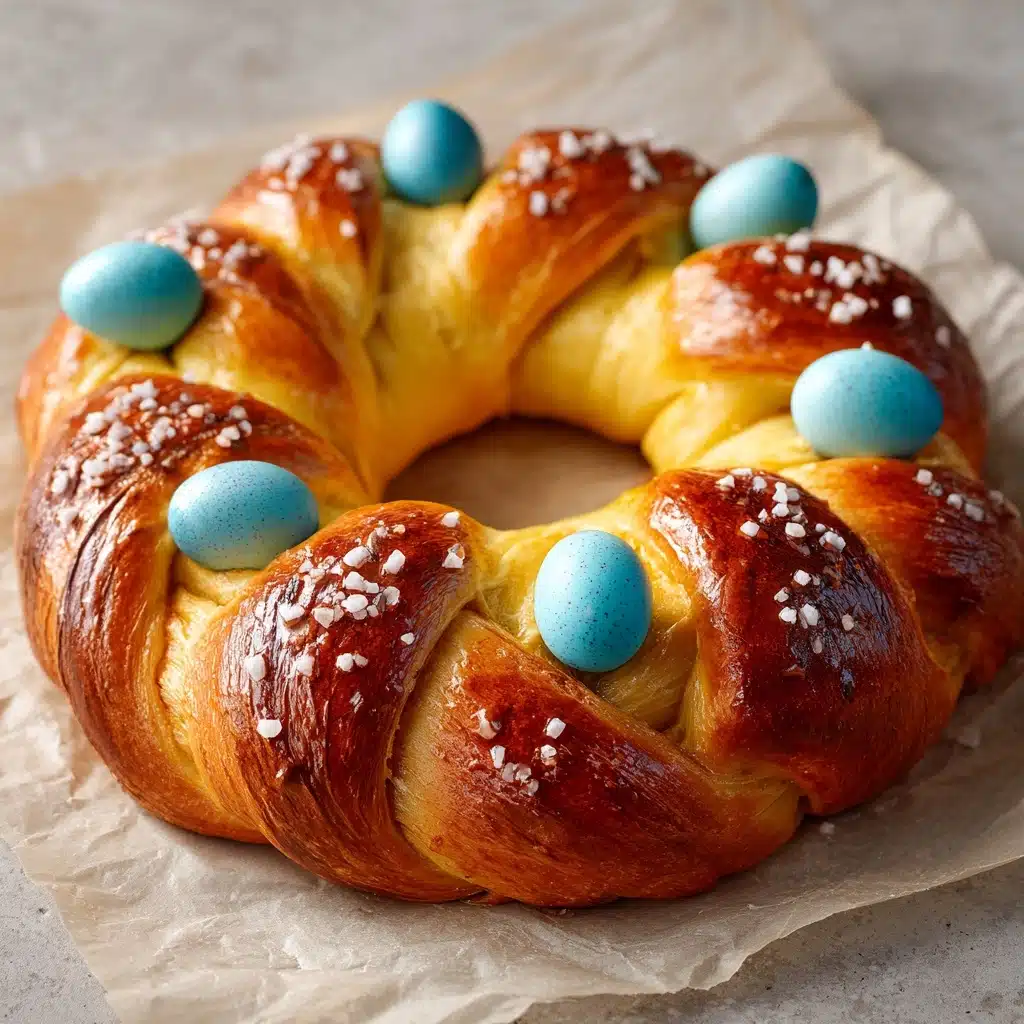 Italian Easter Bread With Dyed Eggs Recipe - Recipe Image