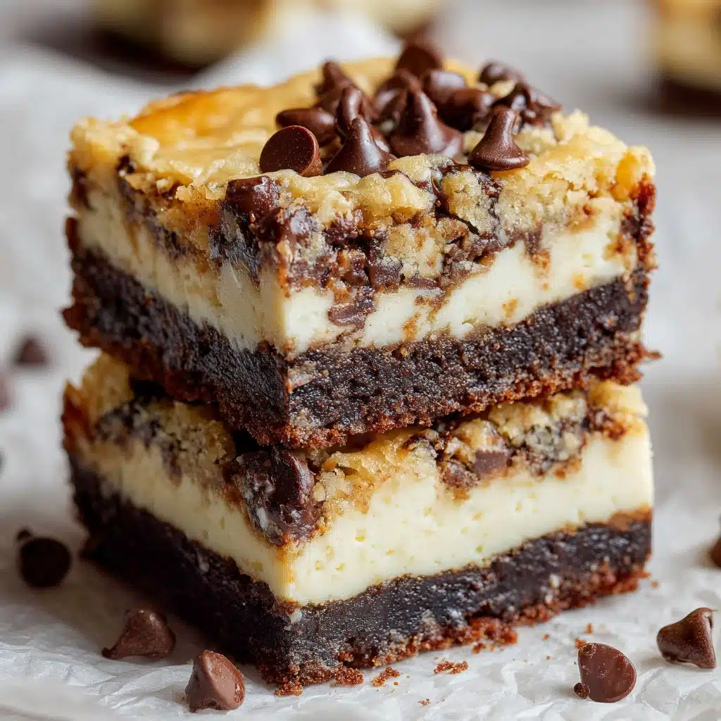 Peanut Butter Chocolate Chip Cookie Cheesecake Bars Recipe - Recipe Image