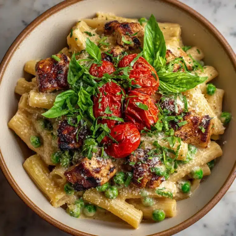 Creamy Chicken and Pea Carbonara Pasta Recipe