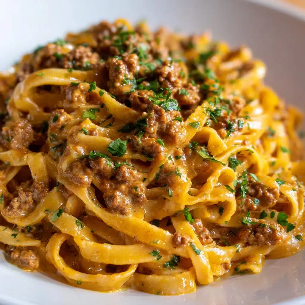 One-Pot Creamy Beef & Garlic Butter Pasta Recipe - Recipe Image