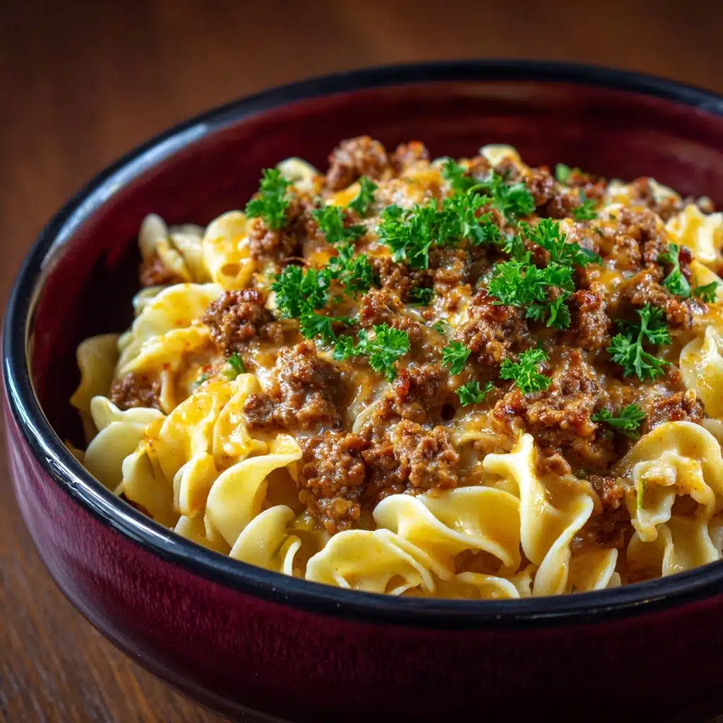 Easy Crockpot Cheesy Beef and Noodles Recipe - Recipe Image
