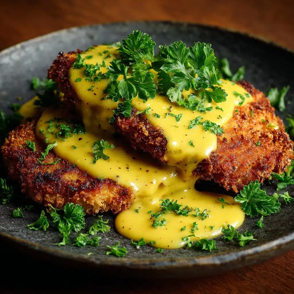 Pretzel Chicken with Mustard Cheddar Sauce Recipe