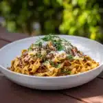 ic & Almond Pesto with Fresh Tagliatelle Recipe