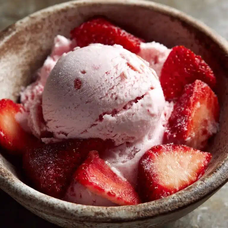 Creamy Strawberry Ice Cream with Fresh Chunks Recipe