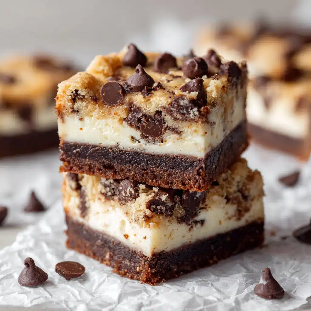 Peanut Butter Chocolate Chip Cookie Cheesecake Bars Recipe - Recipe Image