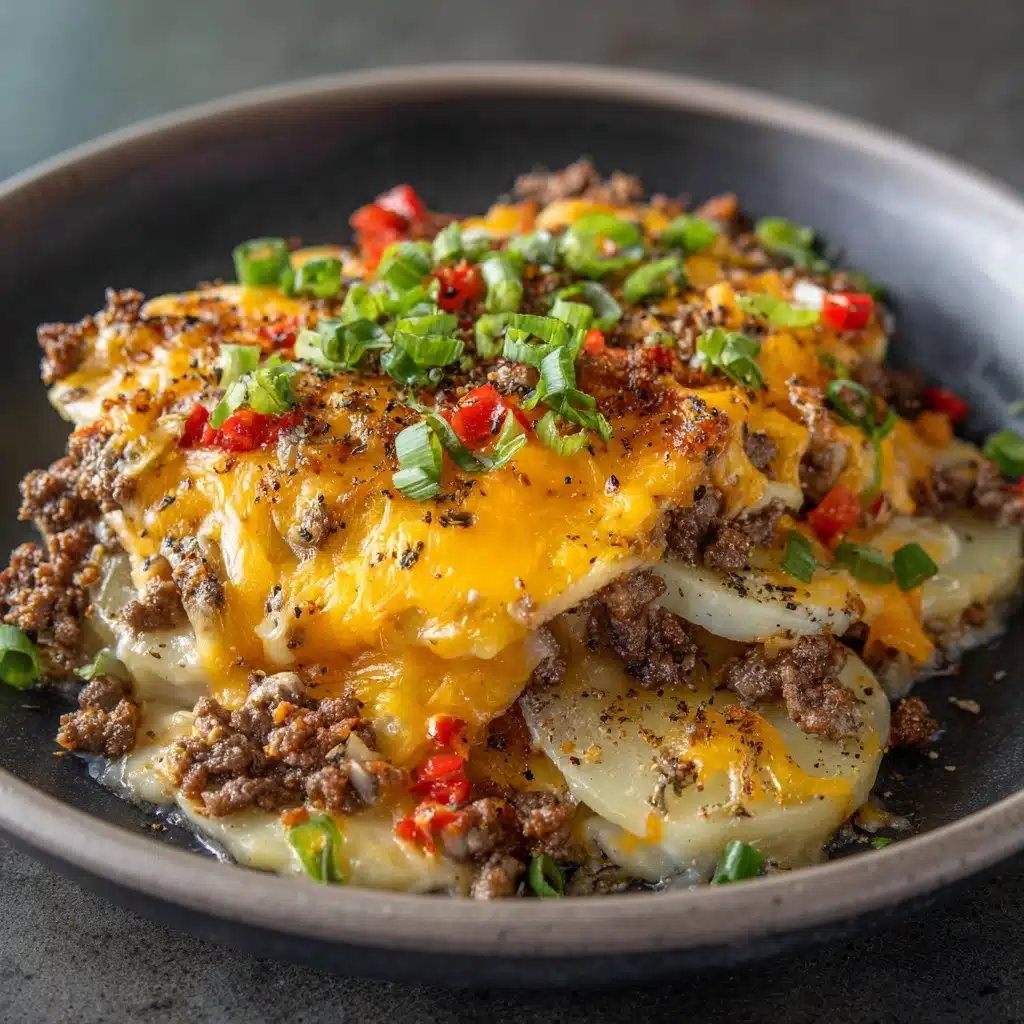 Crockpot Cheesesteak Potato Casserole Recipe - Recipe Image