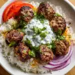 Greek Meatball Bowl with Tzatziki, Rice & Fresh Veggies Recipe
