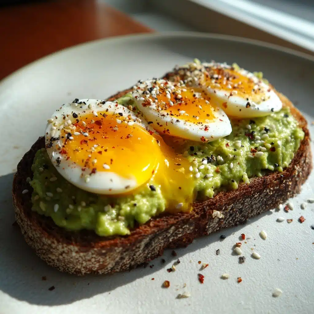 Smashed Avocado Egg Toast with Chili Flakes Recipe - Recipe Image