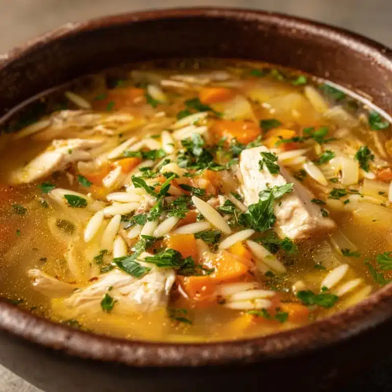 One Pot Lemon Chicken Orzo Soup Recipe
