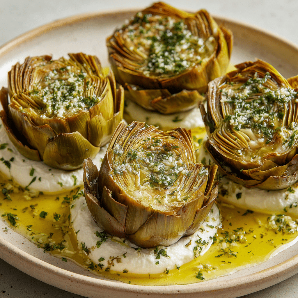 Artichokes on Whipped Ricotta Recipe - Recipe Image