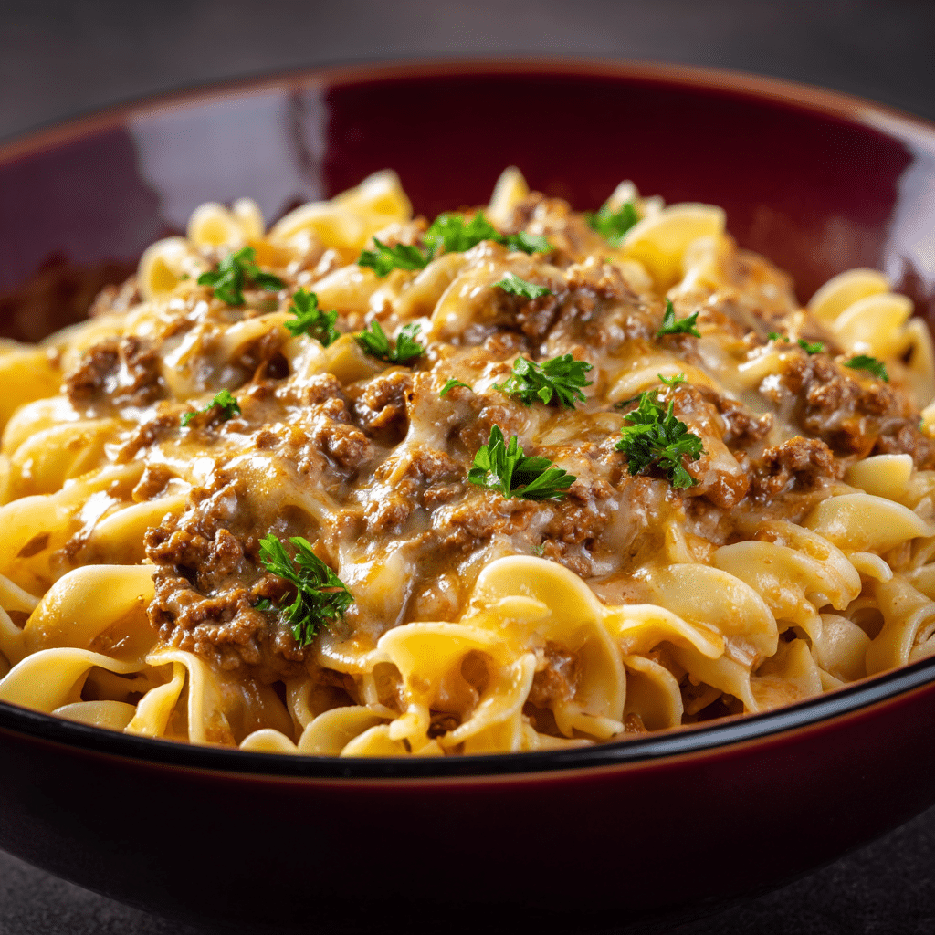 Easy Crockpot Cheesy Beef and Noodles Recipe - Recipe Image
