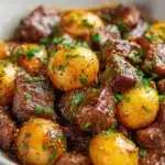 Slow Cooker Garlic Butter Beef Bites & Potatoes Recipe
