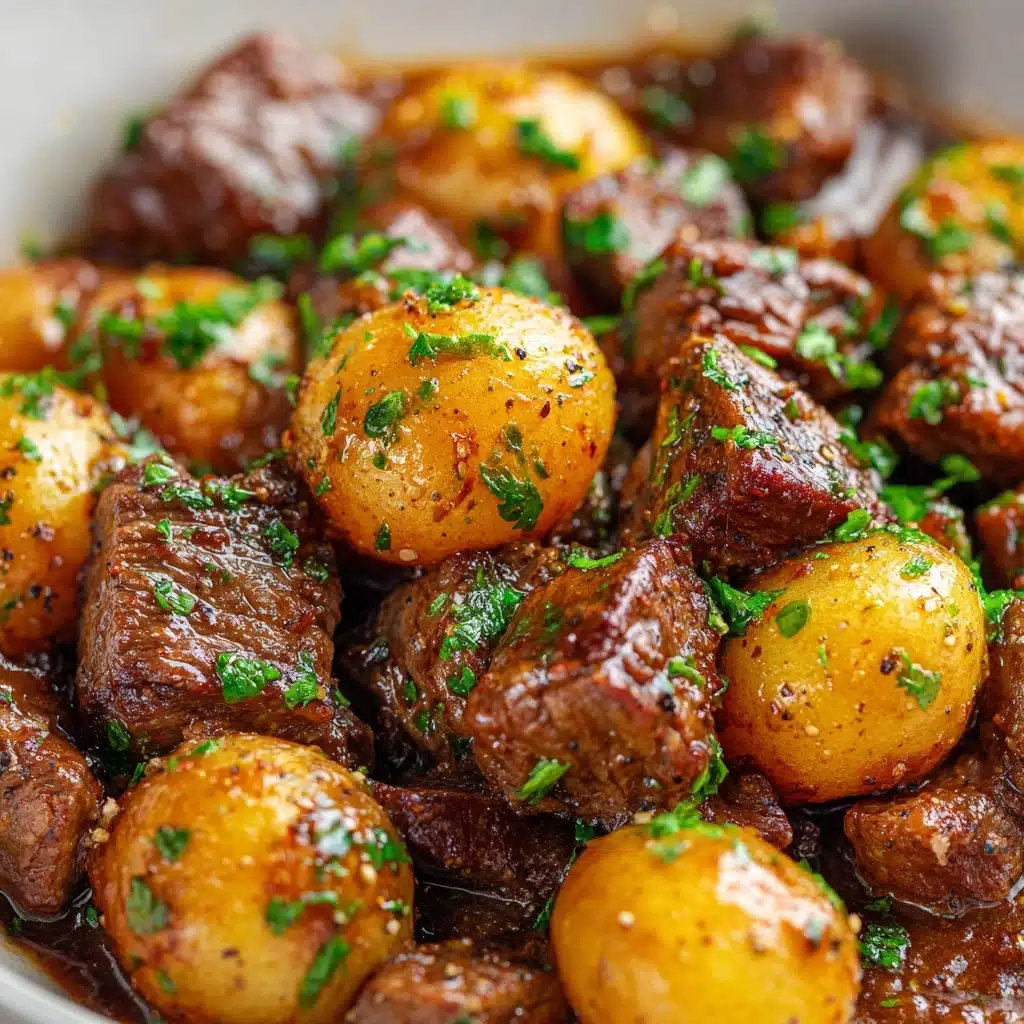 Slow Cooker Garlic Butter Beef Bites & Potatoes Recipe
