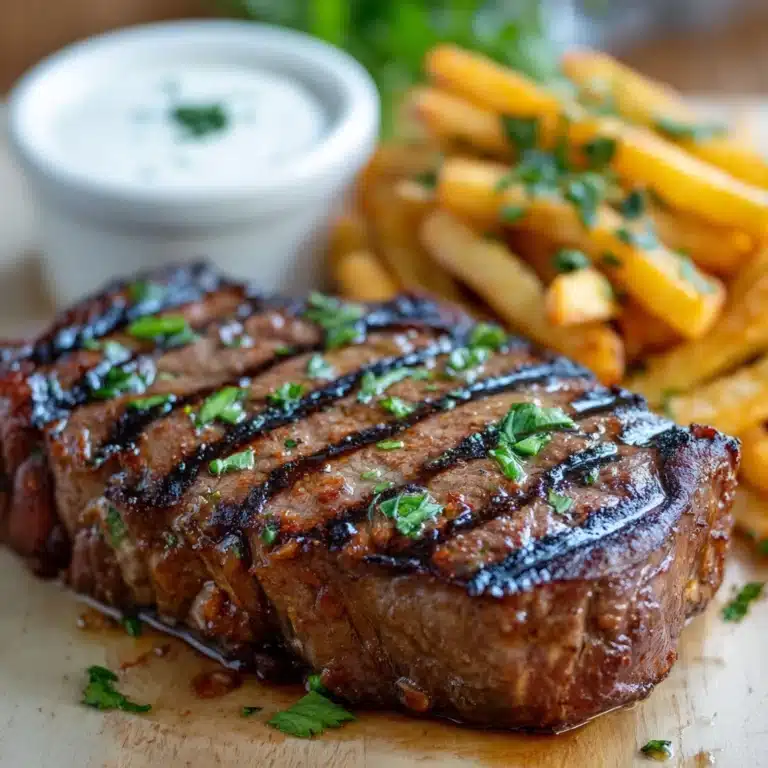 Tremendous Ribeye Steak with French Onions and French Fries Feast Recipe