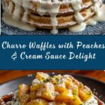 Churro Waffles with Peaches & Cream Sauce Recipe