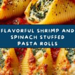 Shrimp and Spinach Stuffed Pasta Rolls with Roasted Red Pepper Cream Recipe