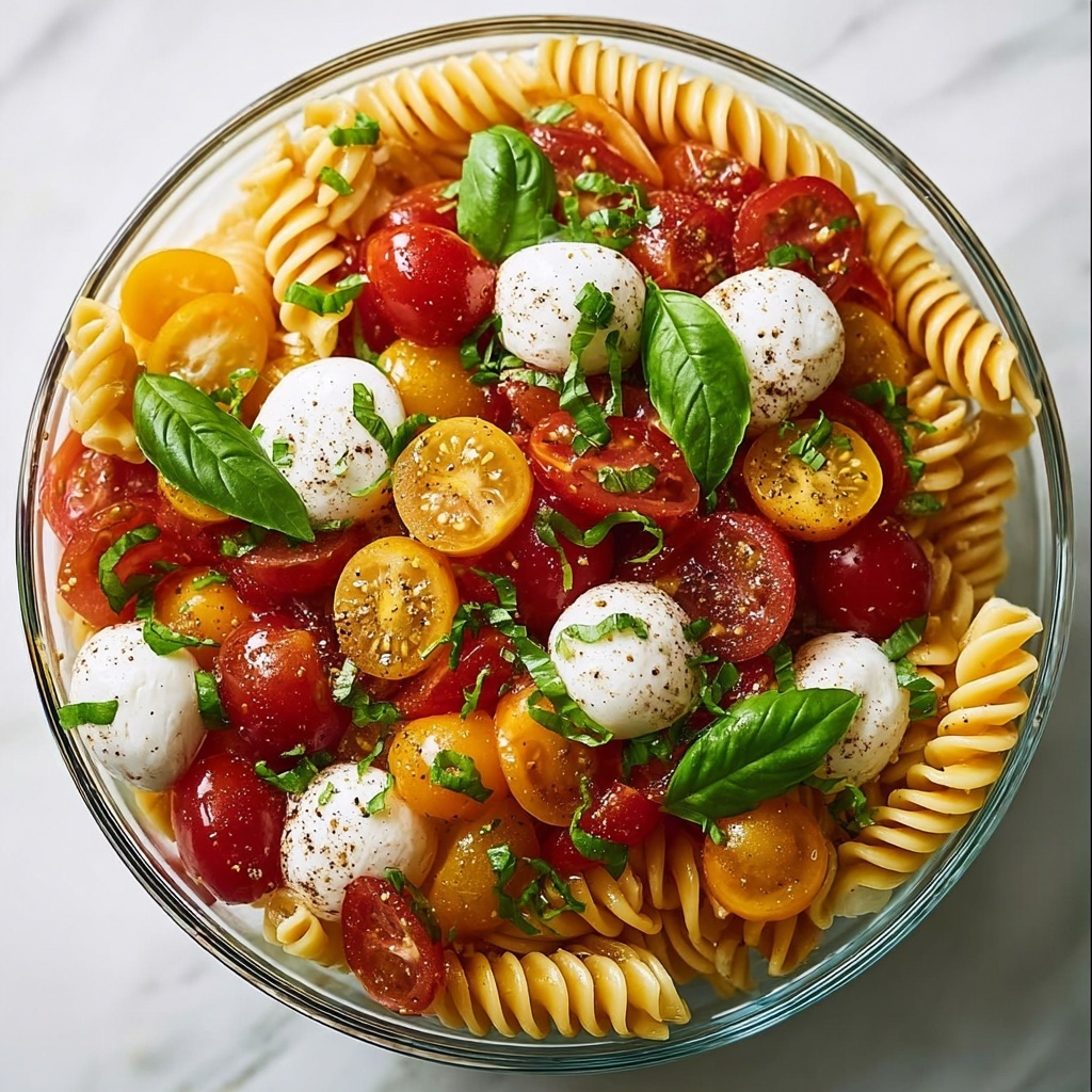 Creamy Caprese Pasta Salad Recipe - Recipe Image