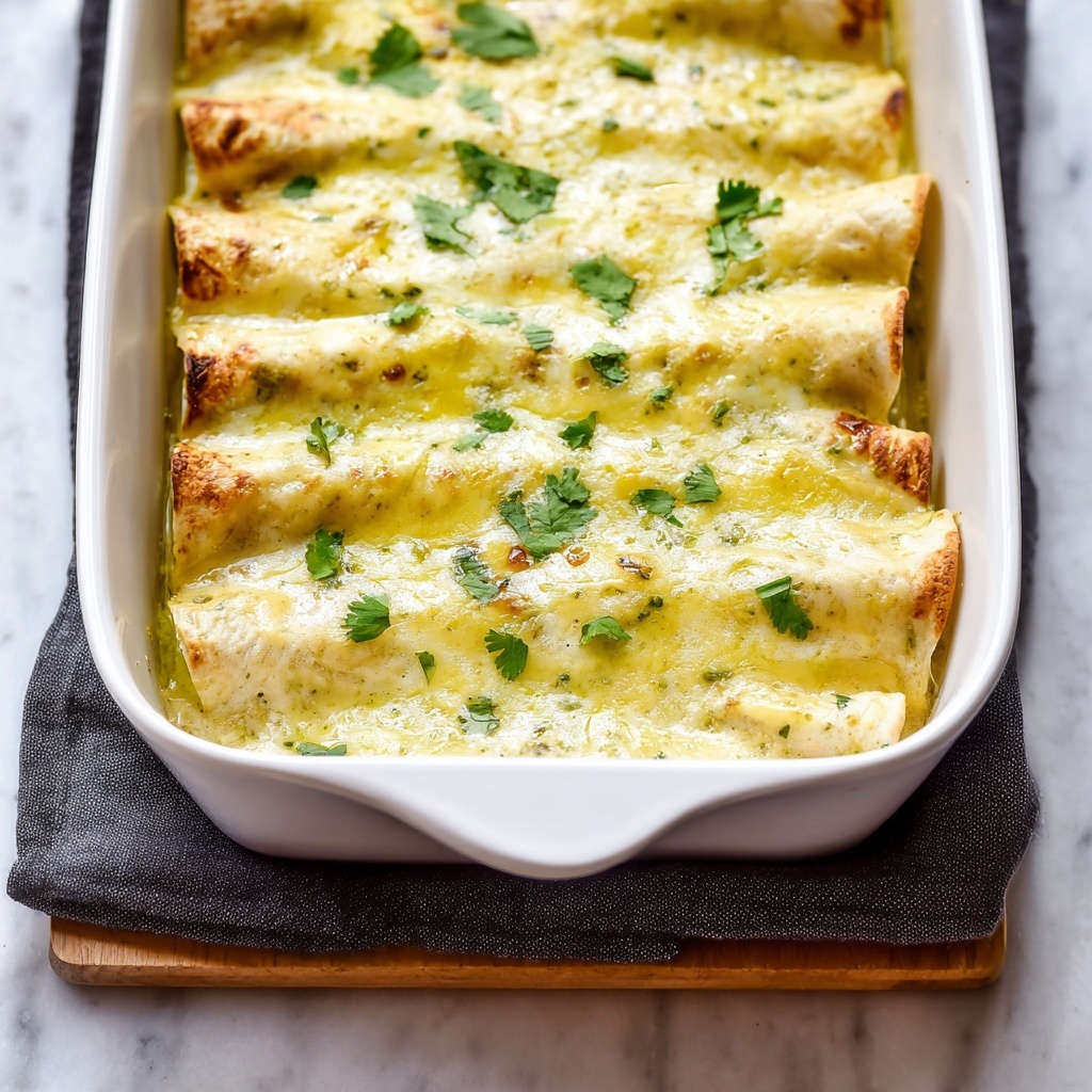 Green Chile and Pepper Jack Cheese Chicken Enchiladas Recipe - Recipe Image