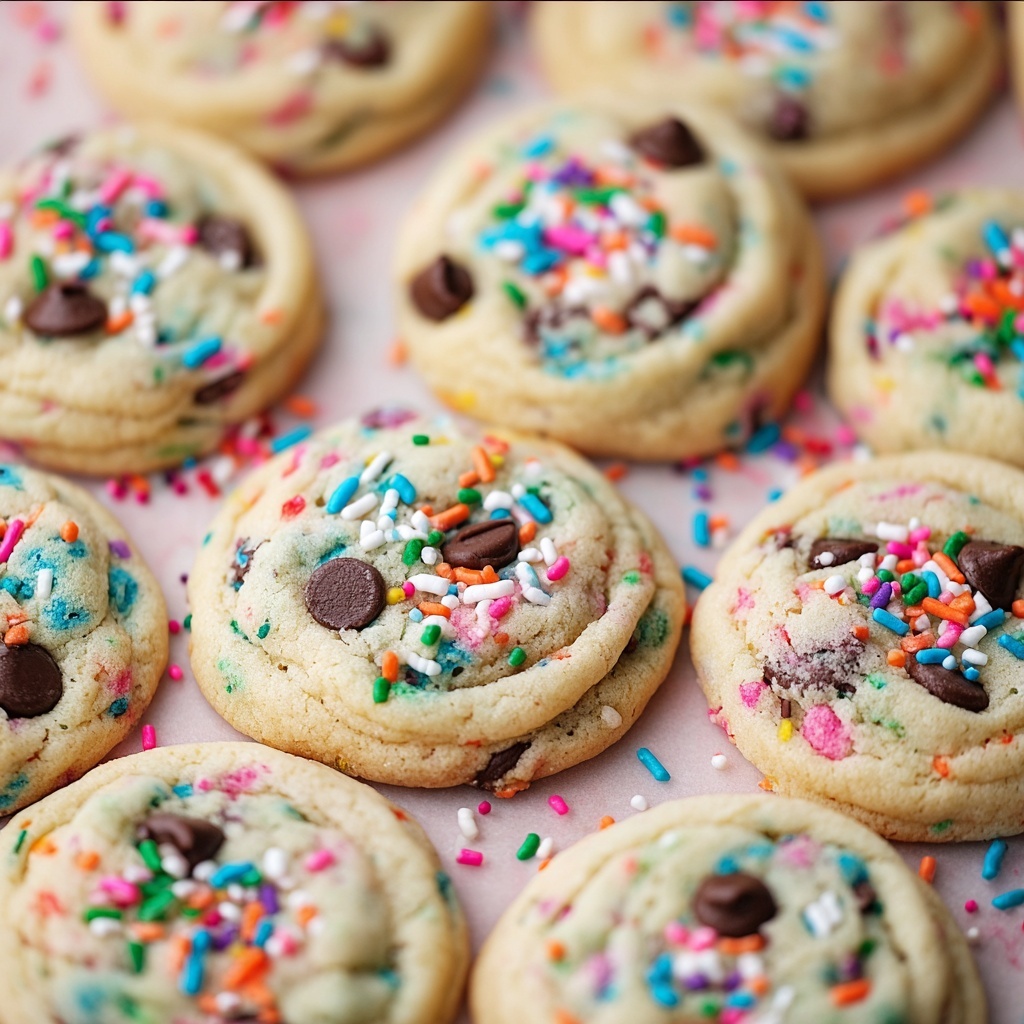 Cake Batter Chocolate Chip Cookies Recipe - Recipe Image