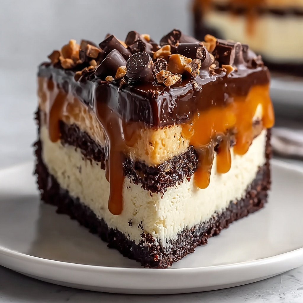 Irresistible Caramel Brownie Cheesecake Recipe - Recipe Image