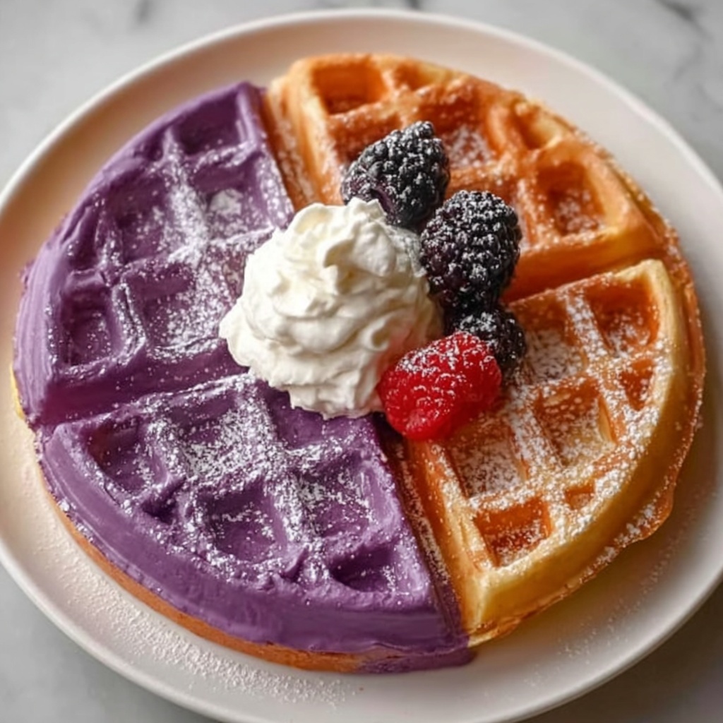 Ultimate Crispy Ube Waffles Recipe - Recipe Image