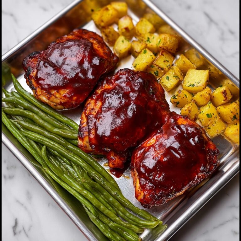 Sheet Pan BBQ Chicken, Potatoes, and Green Beans Recipe