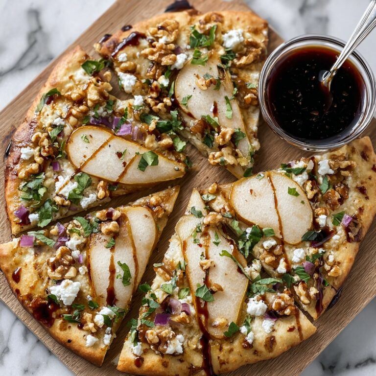Pear, Walnut & Goat Cheese Flatbread with Honey Drizzle Recipe
