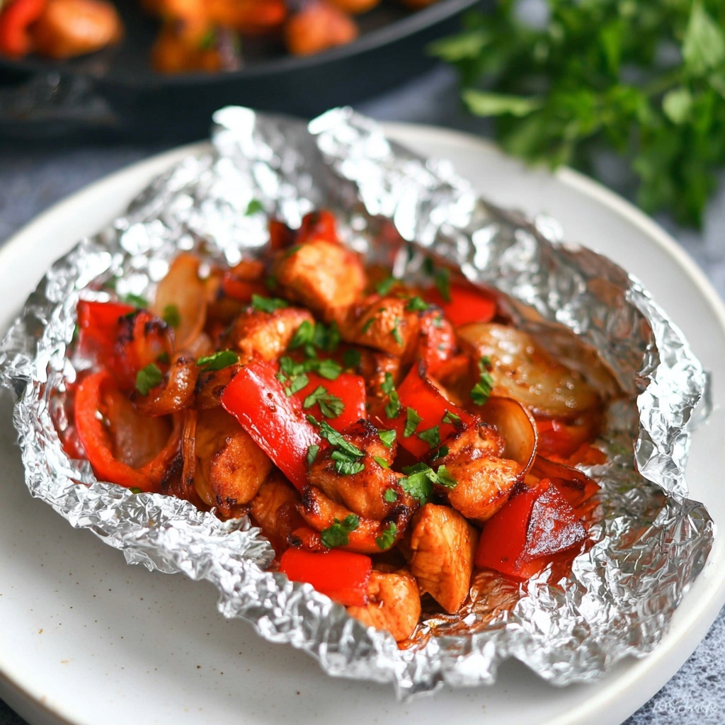 BBQ Chicken Foil Packs with Pineapple and Bell Peppers Recipe - Recipe Image