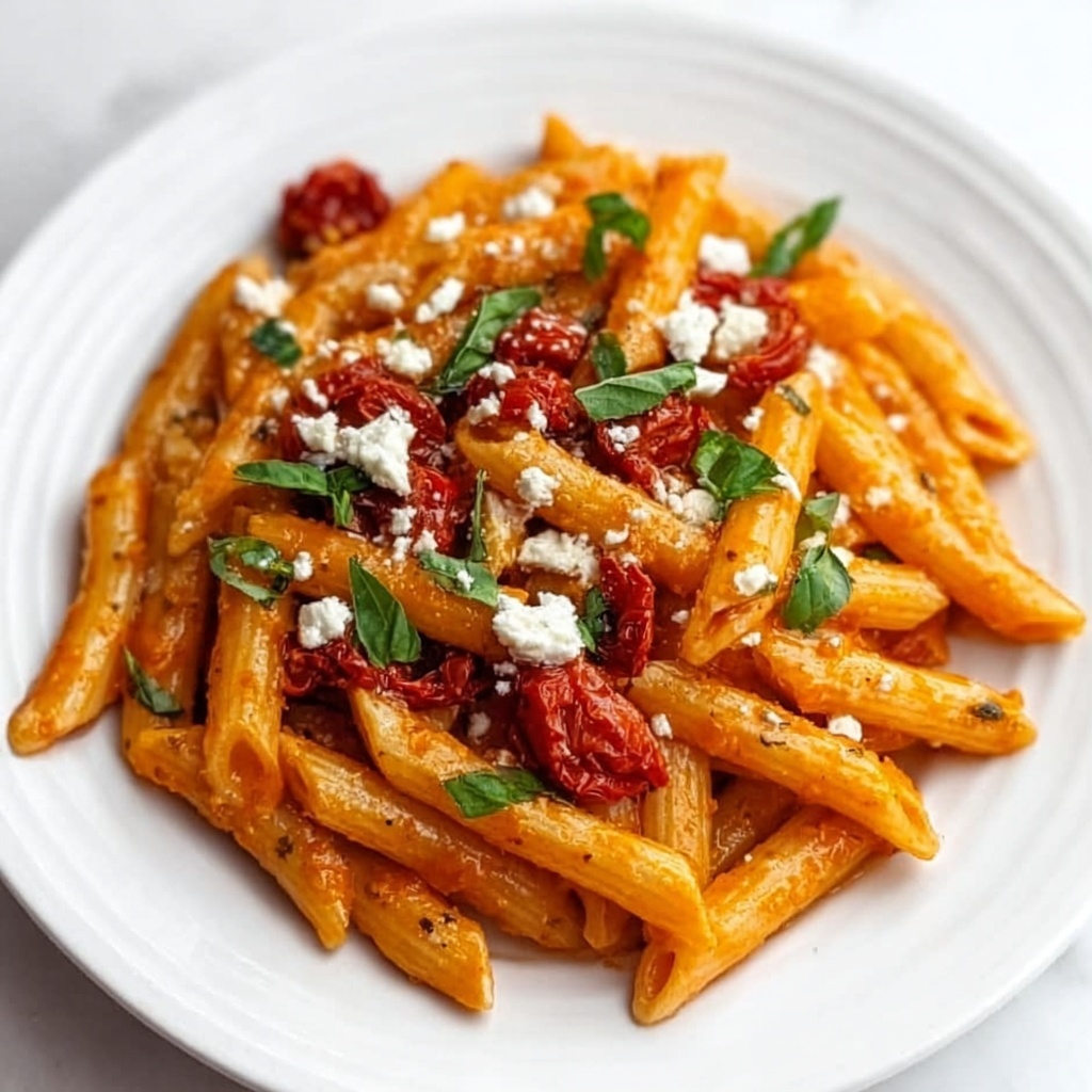 Roasted Red Pepper & Goat Cheese Penne Recipe - Recipe Image