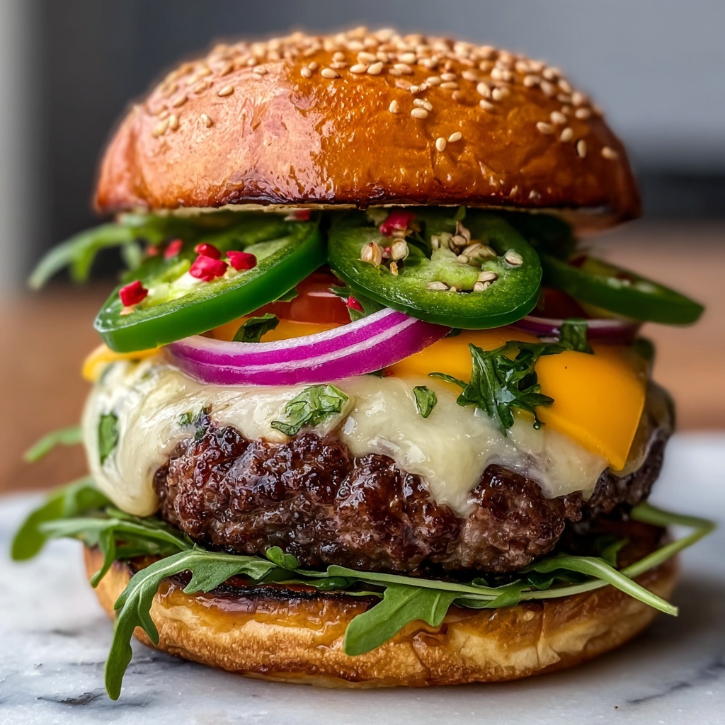 Spicy Jalapeño Pepper Jack Burger Recipe - Recipe Image