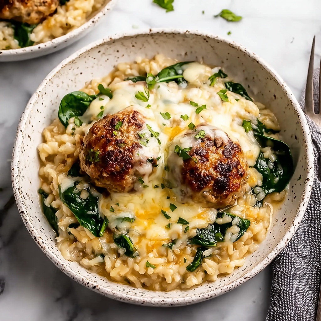 Baked Lemon Rosemary Chicken Meatballs with Creamy Orzo Recipe - Recipe Image