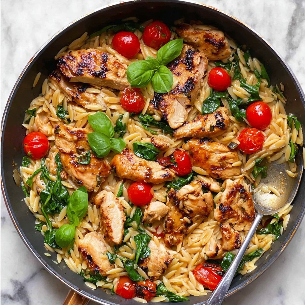 Creamy Chicken Orzo with Cherry Tomatoes and Spinach Recipe - Recipe Image